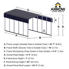 10 ft. x 24 ft. x 7 ft. Charcoal Arrow Carport by Shelterlogic