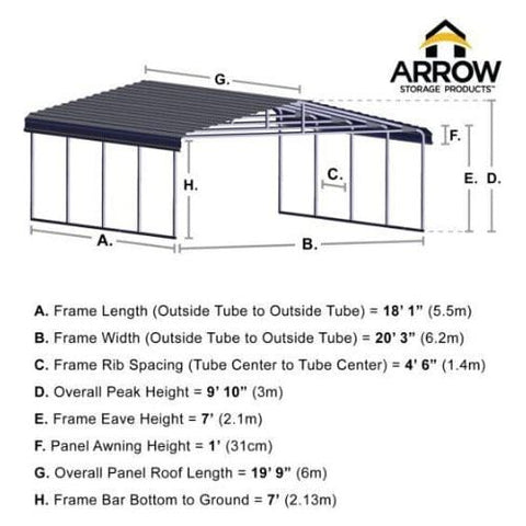 Shelterlogic Carport 20 ft. x 20 ft. x 7 ft. Eggshell Arrow Carport by Shelterlogic 026862112231 CPH202007
