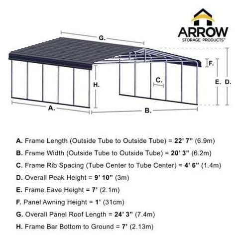 Shelterlogic Carport 20 ft. x 24 ft. x 7 ft. Eggshell Arrow Carport by Shelterlogic CPH202407