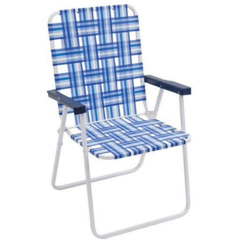 Shelterlogic Outdoor Chairs Blue / White RIO High Back Folding Web Chair by Shelterlogic 80958388061 BY059-0128-1 Blue / White RIO High Back Folding Web Chair Shelterlogic BY059-0128-1