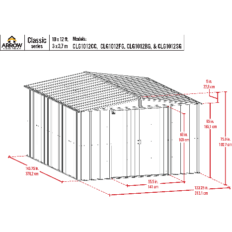 Shelterlogic Sheds and Storage 10 ft. x 12 ft., Charcoal Arrow Classic Steel Storage Shed by Shelterlogic 026862114037 CLG1012CC 10 ft. x 12 ft., Charcoal Arrow Classic Steel Storage Shed CLG1012CC