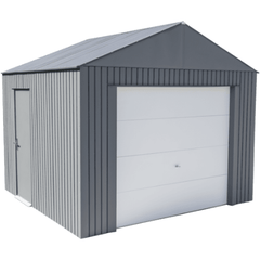 Shelterlogic Sheds and Storage 12 ft. x 10 ft. Charcoal Everest Steel Garage, Wind and Snow Rated Storage Building Kit by Shelterlogic 026862112736 GRC1210 12 x 10 ft. Charcoal Steel Garage Wind Snow Rated Storage Building Kit
