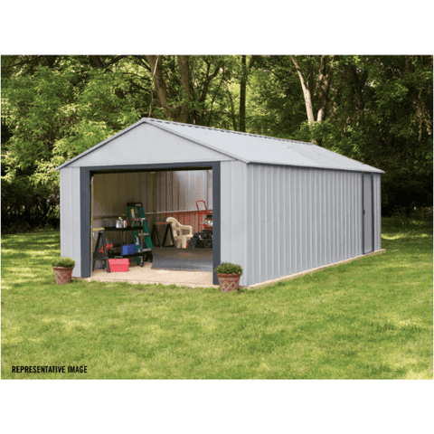 Shelterlogic Sheds and Storage 12 ft. x 17 ft., Flute Grey Murryhill Steel Storage Building by Shelterlogic 026862113177 BGR1217FG 12 ft. x 17 ft., Flute Grey Murryhill Steel Storage Building BGR1217FG