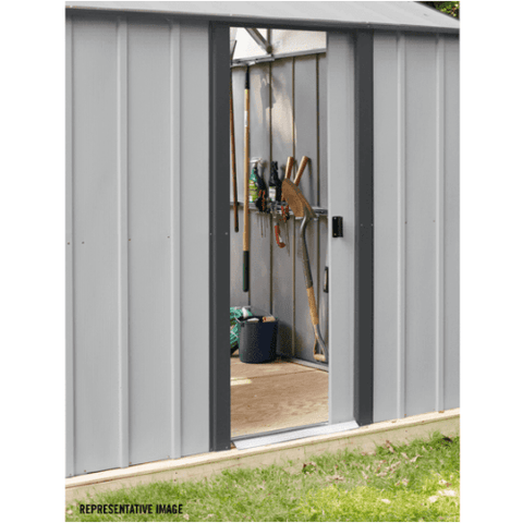 Shelterlogic Sheds and Storage 12 ft. x 17 ft., Flute Grey Murryhill Steel Storage Building by Shelterlogic 026862113177 BGR1217FG 12 ft. x 17 ft., Flute Grey Murryhill Steel Storage Building BGR1217FG