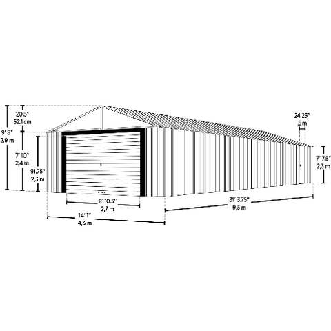 Shelterlogic Sheds and Storage 14 ft. x 31 ft., Flute Grey Murryhill Steel Storage Building by Shelterlogic 026862113214 BGR1431FG 14 ft. x 31 ft., Flute Grey Murryhill Steel Storage Building BGR1431FG