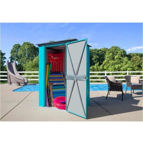 Shelterlogic Sheds and Storage 4 ft. x 3 ft. Teal and Anthracite Spacemaker Patio Steel Storage Shed by Shelterlogic 026862113726 CY43T21 4 ft. x 3 ft. Teal and Anthracite Spacemaker Patio Steel Storage Shed