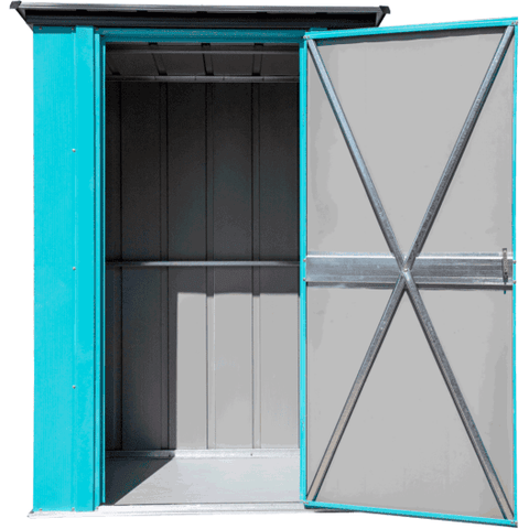 Shelterlogic Sheds and Storage 4 ft. x 3 ft. Teal and Anthracite Spacemaker Patio Steel Storage Shed by Shelterlogic 026862113726 CY43T21 4 ft. x 3 ft. Teal and Anthracite Spacemaker Patio Steel Storage Shed