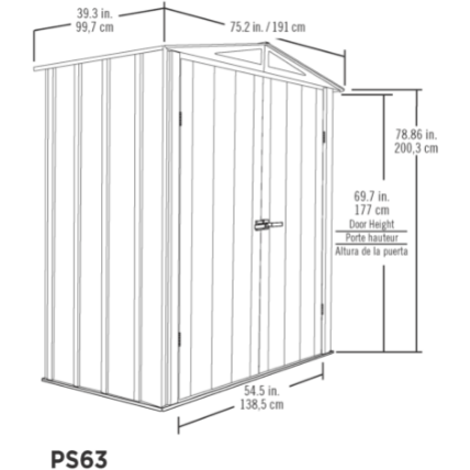 6 ft. x 3 ft. Flute Gray and Anthracite Spacemaker Patio Steel Storage Shed by Shelterlogic