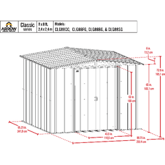 8 ft. x 8 ft., Charcoal Arrow Classic Steel Storage Shed by Shelterlogic