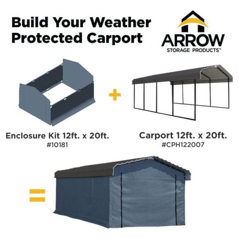 Shelterlogic Sheds, Garages & Carports 12 ft. x 20 ft. Gray Enclosure Kit for Arrow Carport by Shelterlogic 781880200673 10181