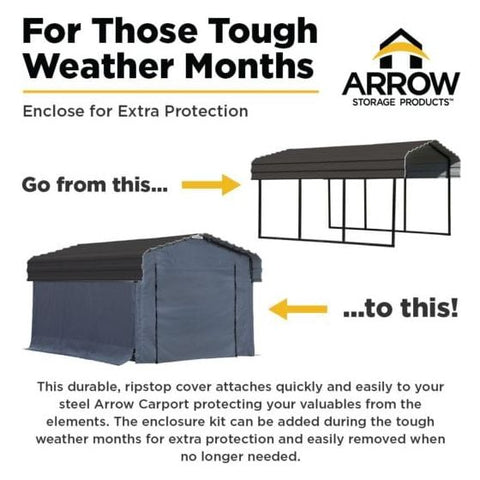 Shelterlogic Sheds, Garages & Carports 12 ft. x 20 ft. Gray Enclosure Kit for Arrow Carport by Shelterlogic 781880200673 10181