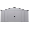 Image of Shelterlogic Sheds, Garages & Carports 14ft x 14ft  Flute Grey Arrow Classic Metal Shed by Shelterlogic CLG1414FG 14ft. x 12ft. x 7 ft.  Flute Grey Arrow Classic Metal  Shed Shelterlogic