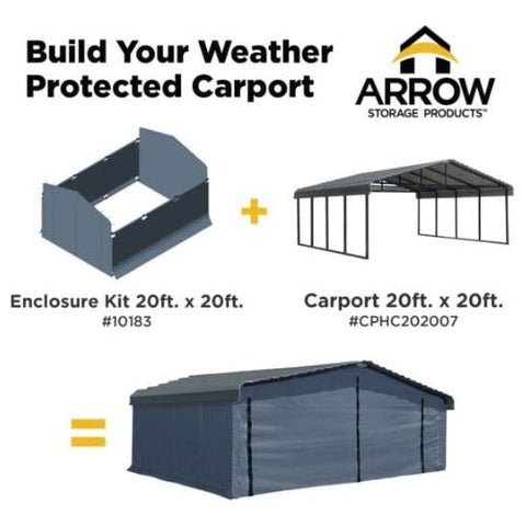 Shelterlogic Sheds, Garages & Carports 20 ft. x 20 ft. Gray Enclosure Kit for Arrow Carport by Shelterlogic 781880256366 10183