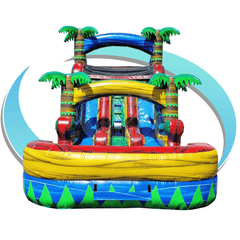 15'H Blue Tropical Water Slide by Tago's Jump