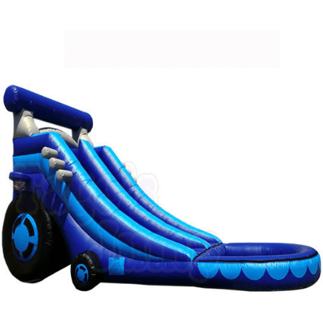 Tago's Jump Slides 17 ft Blue Wheeled Single Line Water Slide by Tago's Jump 18 ft Blue Penguin Single Line Water Slide by Tago's Jump SKU# WS-194