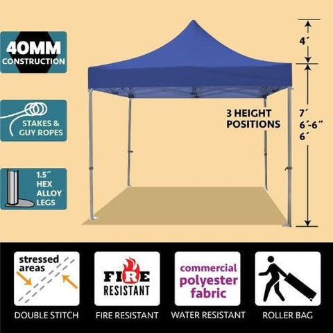 Tent and Table Tents 10' x 10' Blue 40mm Speedy Pop-up Party Tent by Tent and Table 754972308359 ST-1140BL