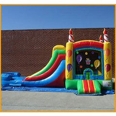 12'H 3 IN 1 Birthday Cake Bouncer Slide Combo by Ultimate Jumpers
