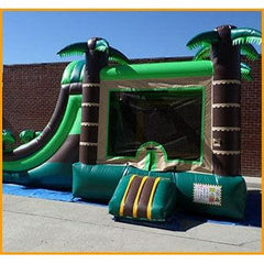 12'H 3 in 1 Wet Dry Tropical Bouncer Slide Combo by Ultimate Jumpers