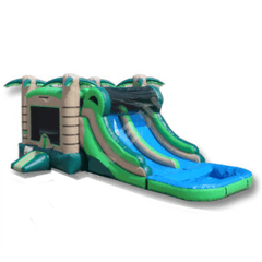 Ultimate Jumpers WET N DRY COMBOS 15' INFLATABLE TROPICAL WET DRY DOUBLE SLIDE COMBO by Ultimate Jumpers C118