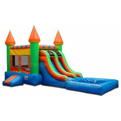 15'H Double Lane Slide Castle Combo with Pool by Unique World