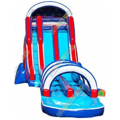 Unique World Water Parks & Slides 22'H All American Double Lane Slide And Run N Splash by Unique World 781880236481 2095-2P 22'H All American Double Lane Slide And Run N Splash by Unique World SKU# 2095-2P