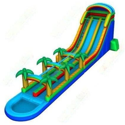 Unique World Water Parks & Slides 22Ft Tropical Wave Water Slide by Unique World 781880208495 2105 18'H Double Lane Slide With Palm Trees by Unique World SKU# 2094